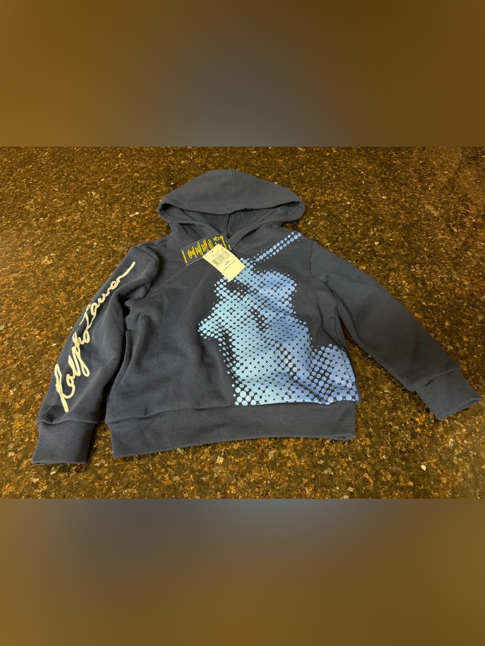 Polo by Ralph Lauren Navy Hoodie with Light Blue Dot Graphic